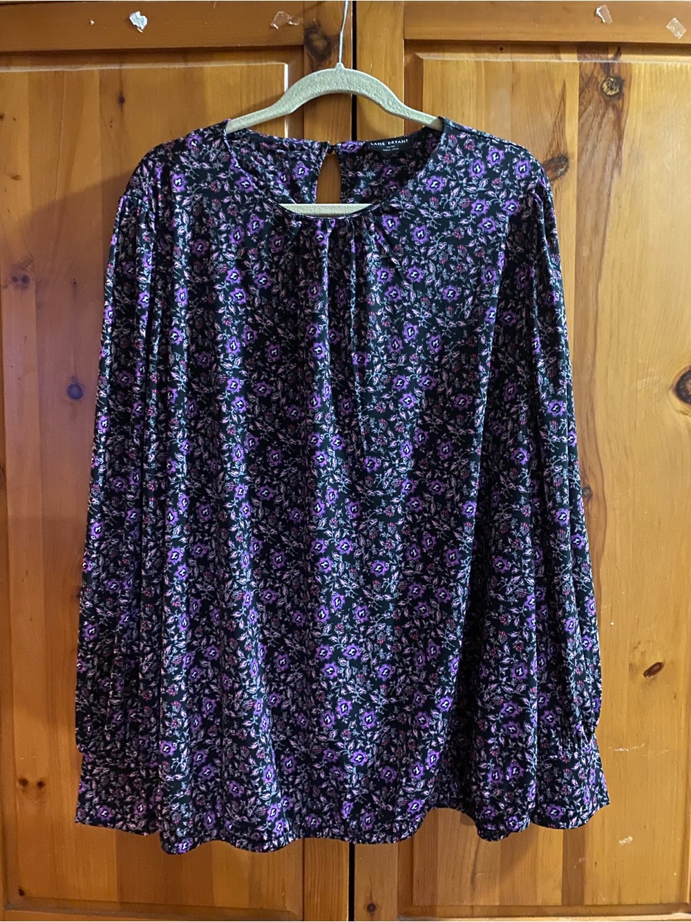 Lane Bryant Black and Purple Floral Long Sleeve Top plus size 22-24